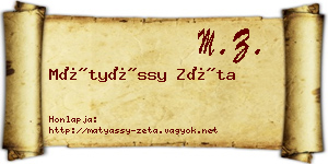 Mátyássy Zéta névjegykártya